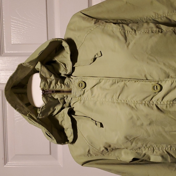 Lands'End Removable Hoodie Zip Down Women's Apple Green Light Jacket - M (10-12) - Picture 2 of 8